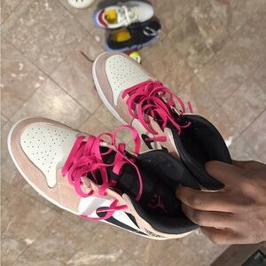 Nike jordan pink men’s Pink, White & Black High-Top Sneakers